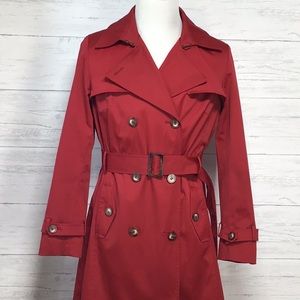 Talboats Strech Womens Trench Coat Red Size M